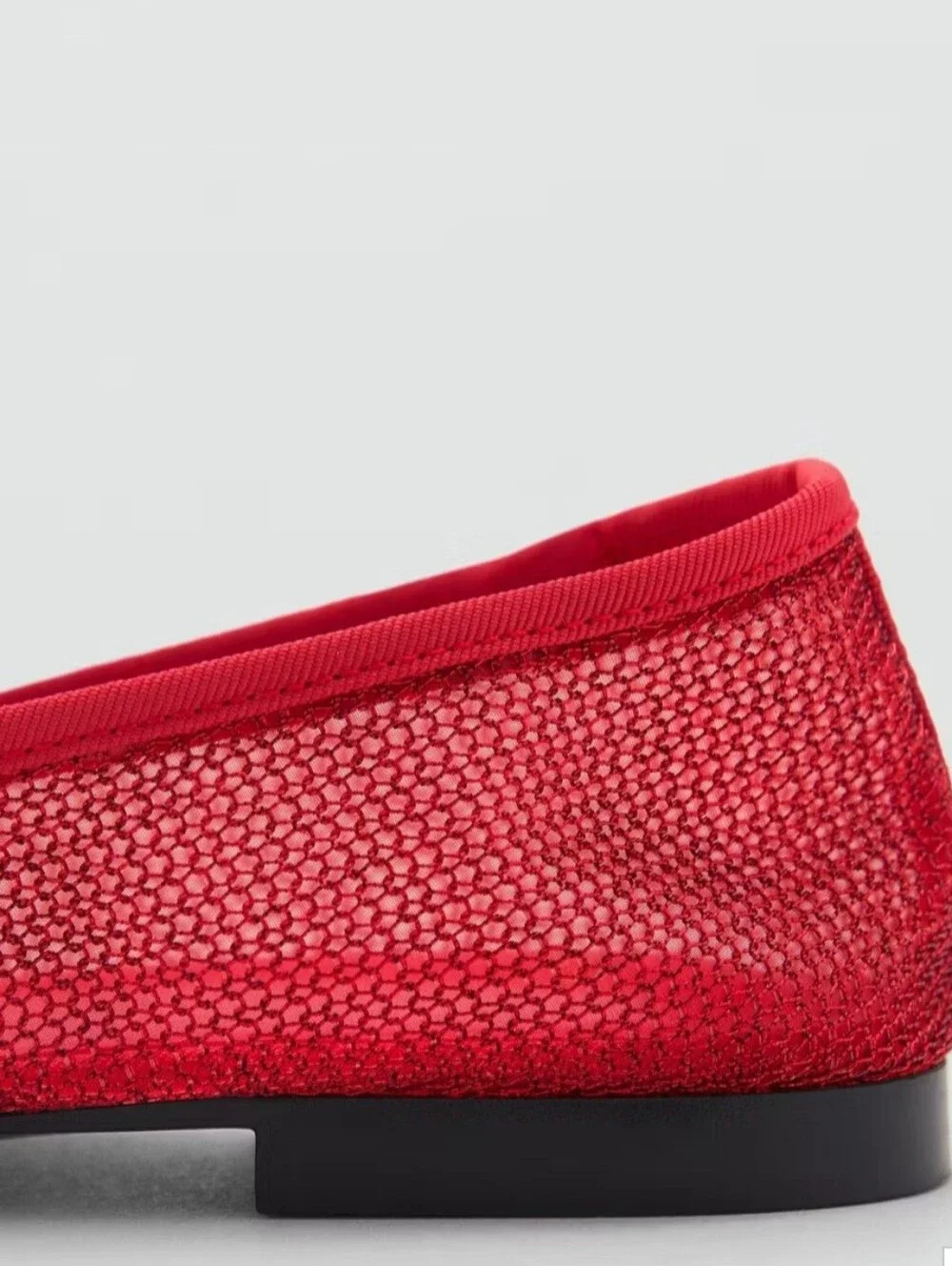 Mango Shoes To Women's Red Mesh Ballet Flats - Lightweight Slip-On